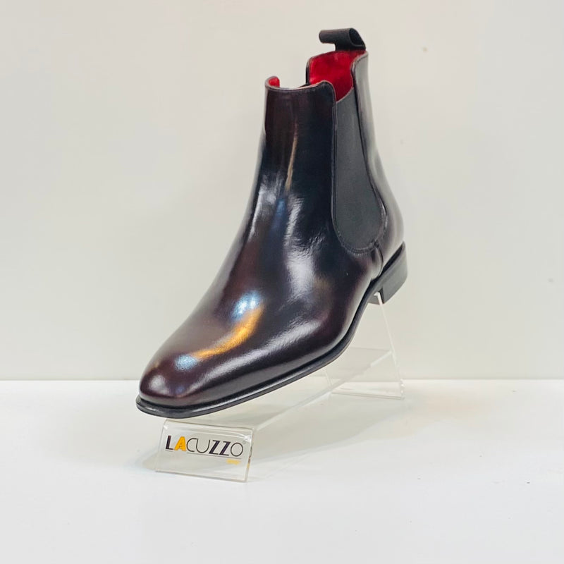 Wine patent shop ankle boots