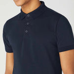 Tapered Fit Cotton-Stretch Navy Jersey Polo Shirt