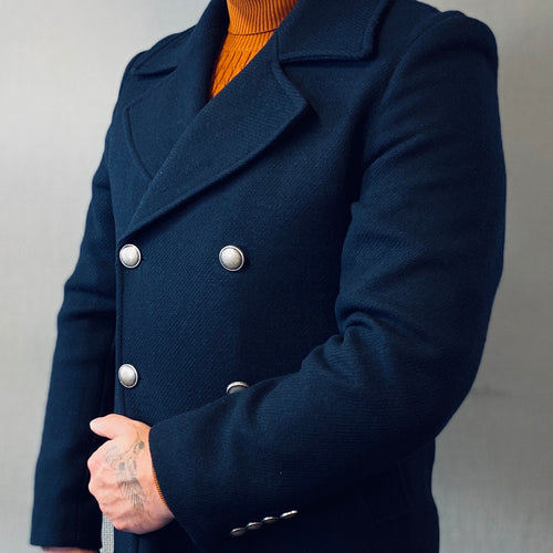 Markup Navy Double Breasted Peacoat