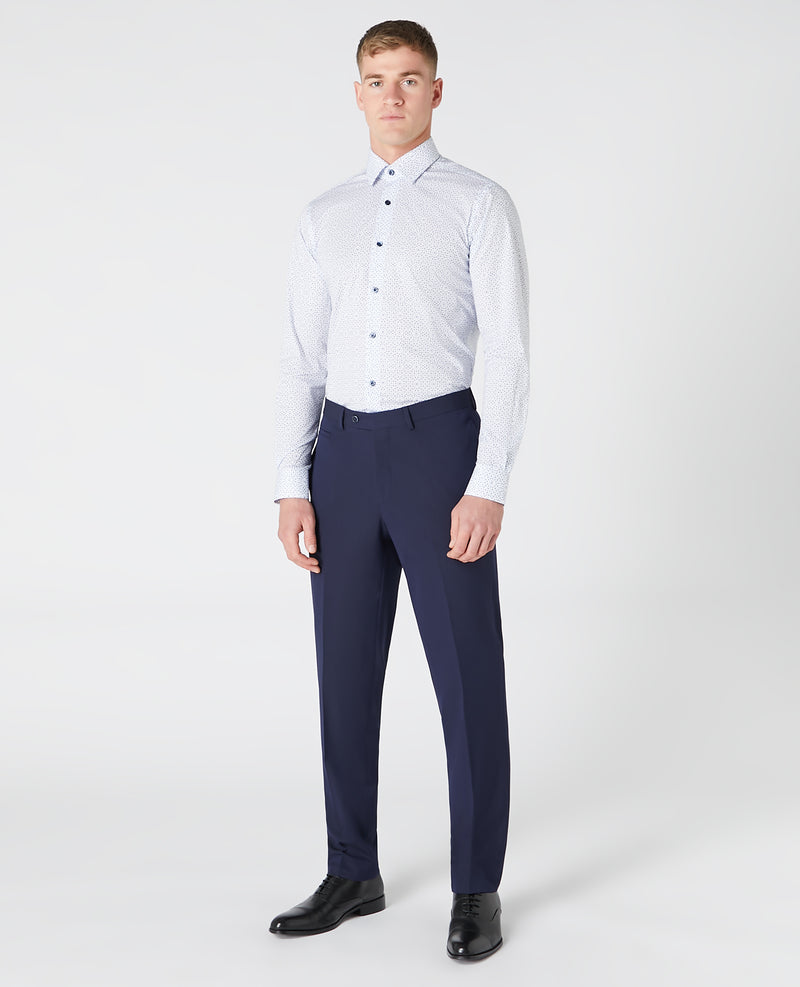 Remus Uomo Tapered White Blue Sheik Shirt
