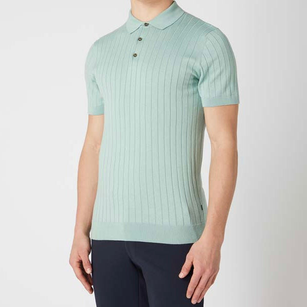 Slim Fit Knitted Cotton Mint Polo Shirt