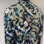 Venti Modern Fit Hummingbird Green Print Shirt