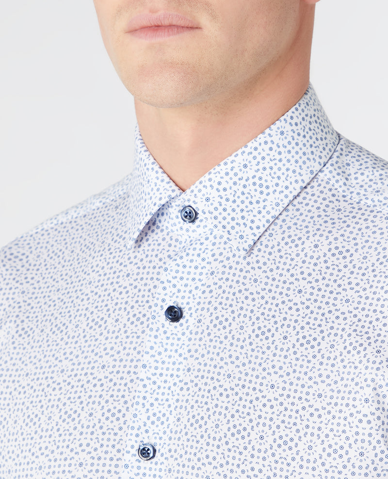 Remus Uomo Tapered White Blue Sheik Shirt