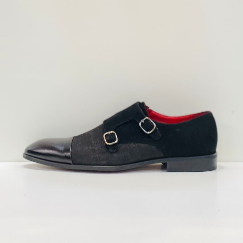 Lacuzzo Louis Black Red Bottom Monk Strap Shoe